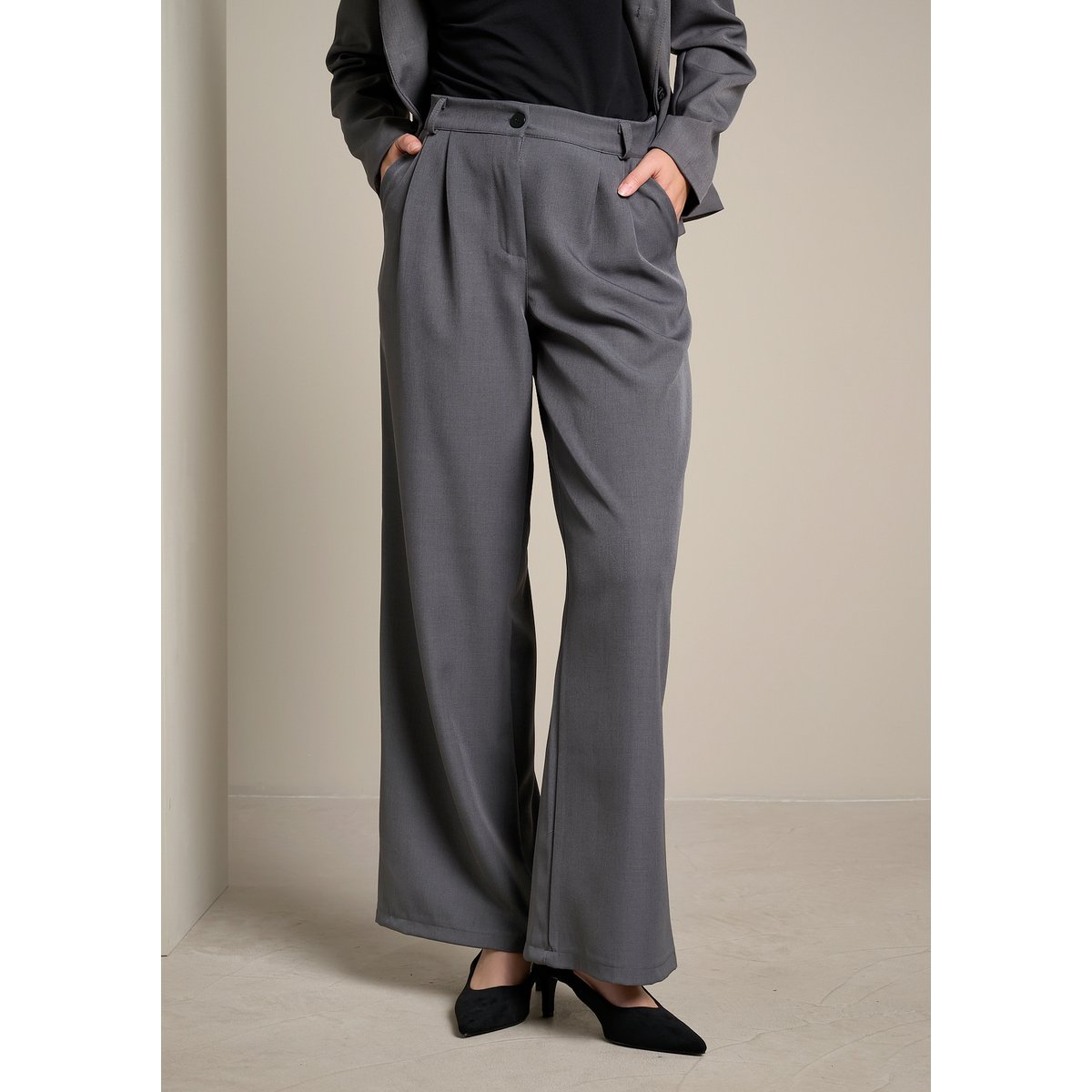 Pantalon ample tailleur gris, LOLALIZA