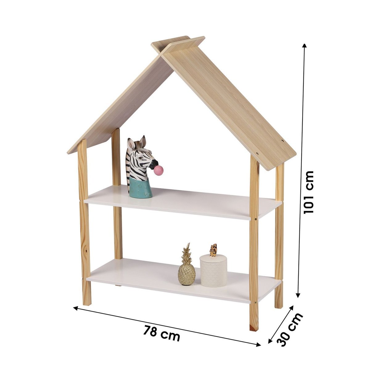 Bibliothèque enfant 2 étagères ouvertes design maison DREAM blanc, TOILINUX