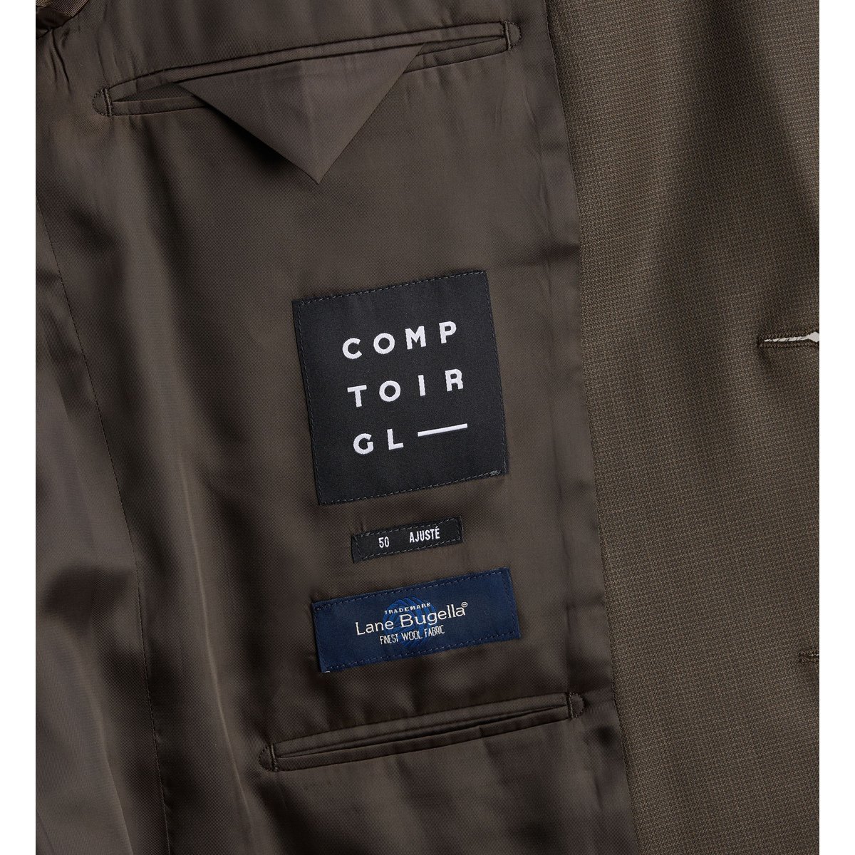 Veste de costume ajustée bruni micro points laine marron taupe, COMPTOIR GL
