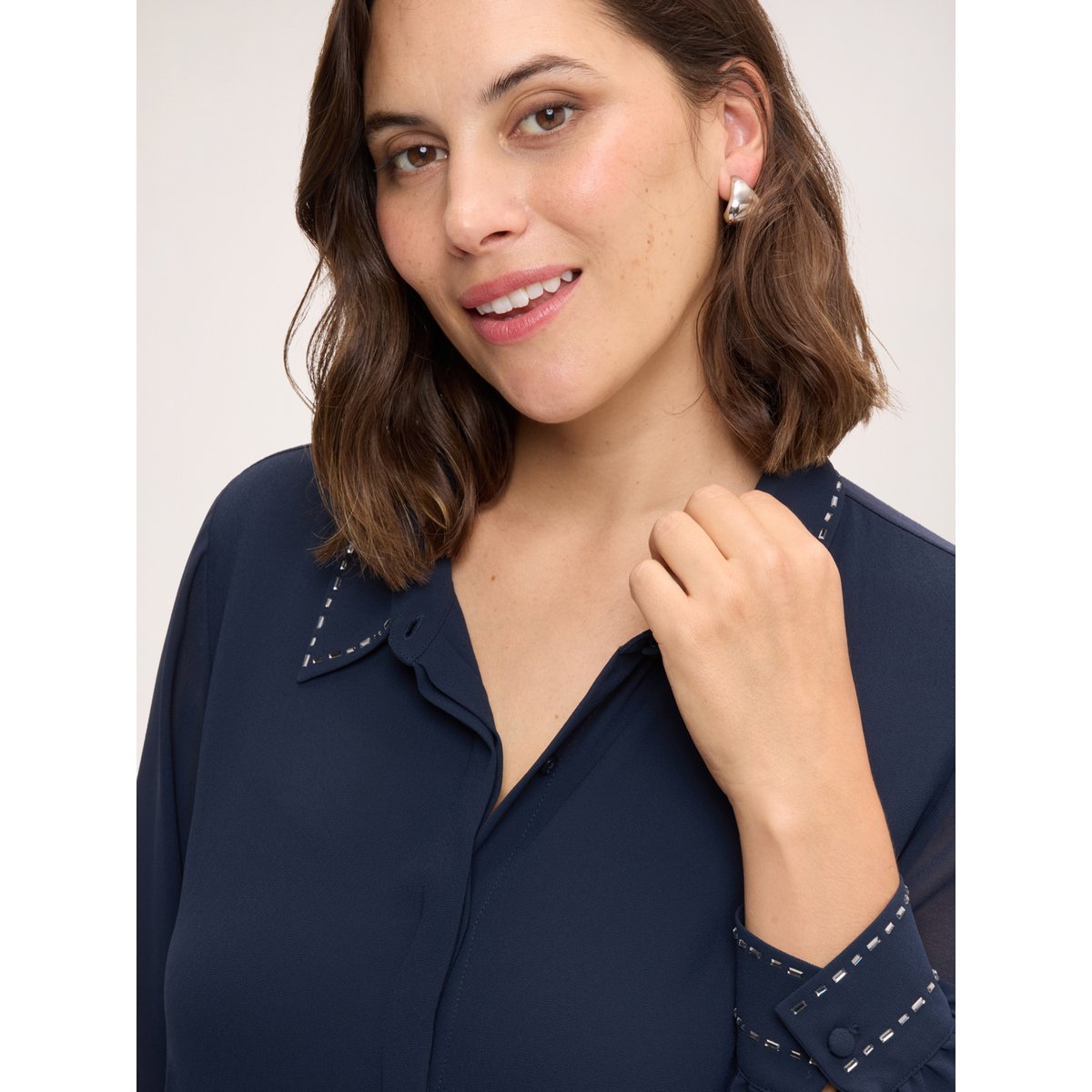 Chemise brodée bleu, FIORELLA RUBINO