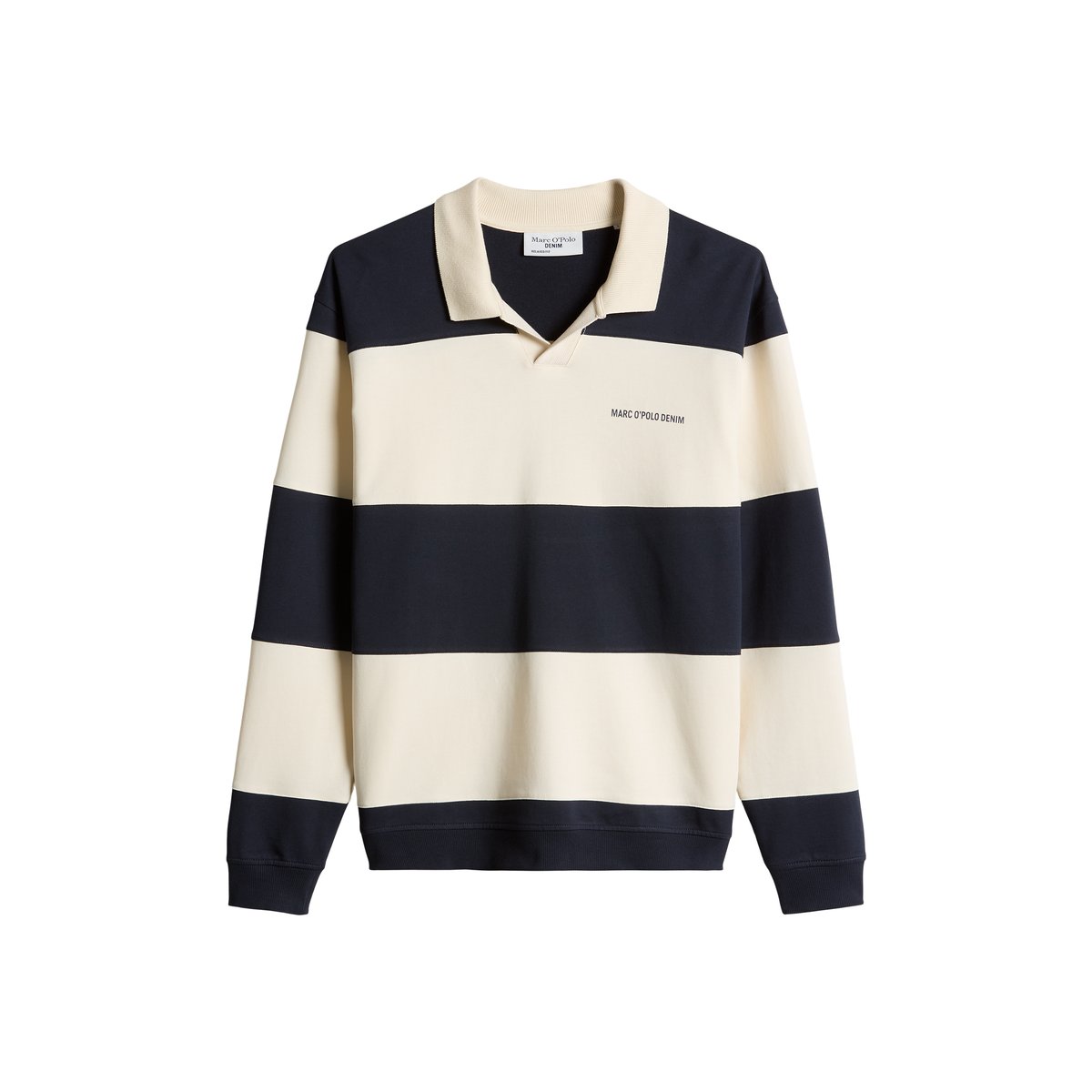 Sweat-shirt polo coupe décontractée avec des rayures Cut & Sew bleu, MARC O’POLO DENIM