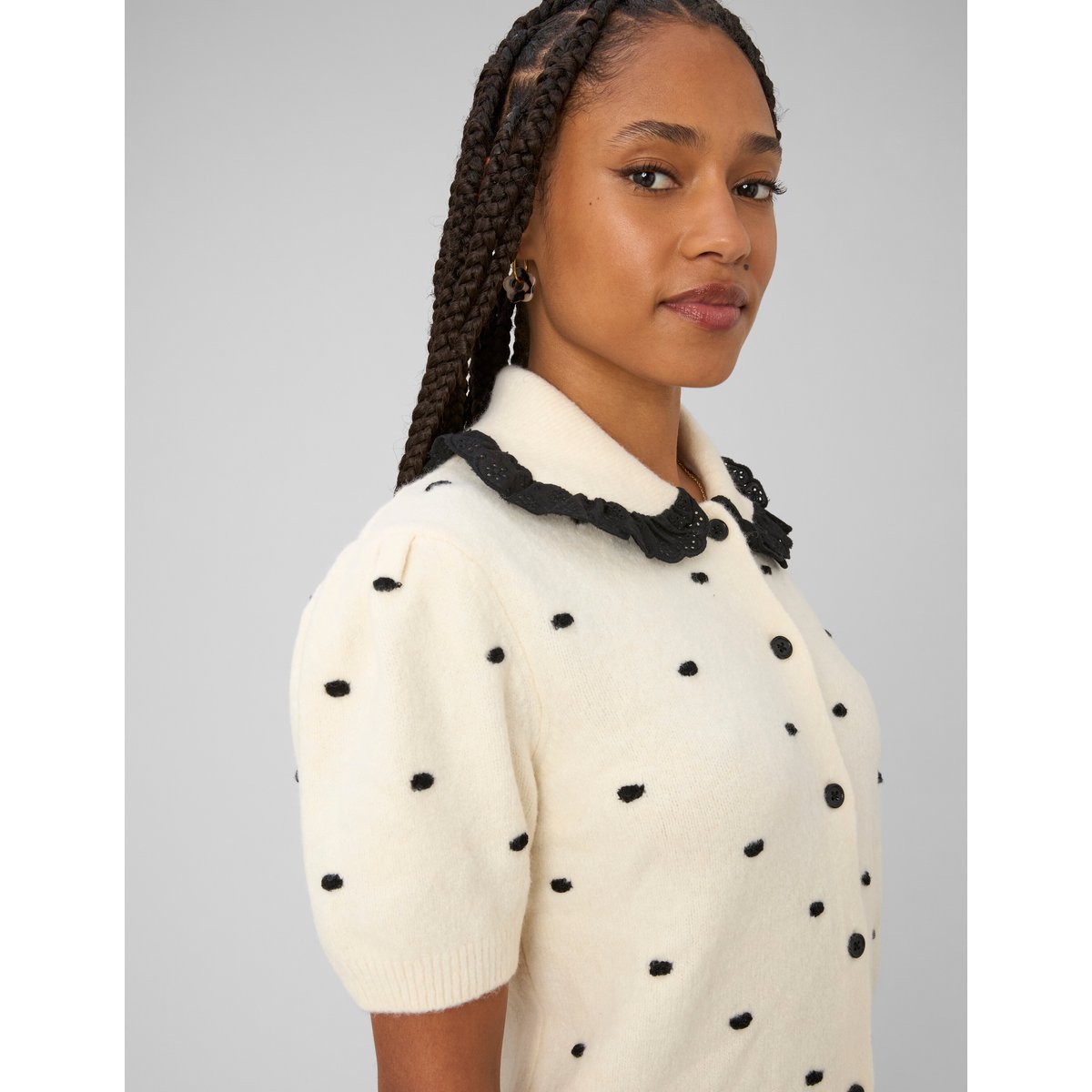 Gilet jacquard pois blanc écru, BZB
