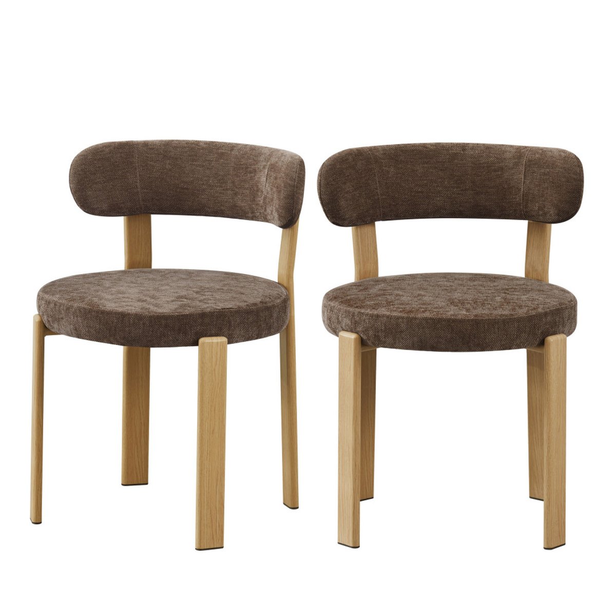 Lot de 2 chaises en tissu piètement effet bois clair- IZZY marron, DRAWER