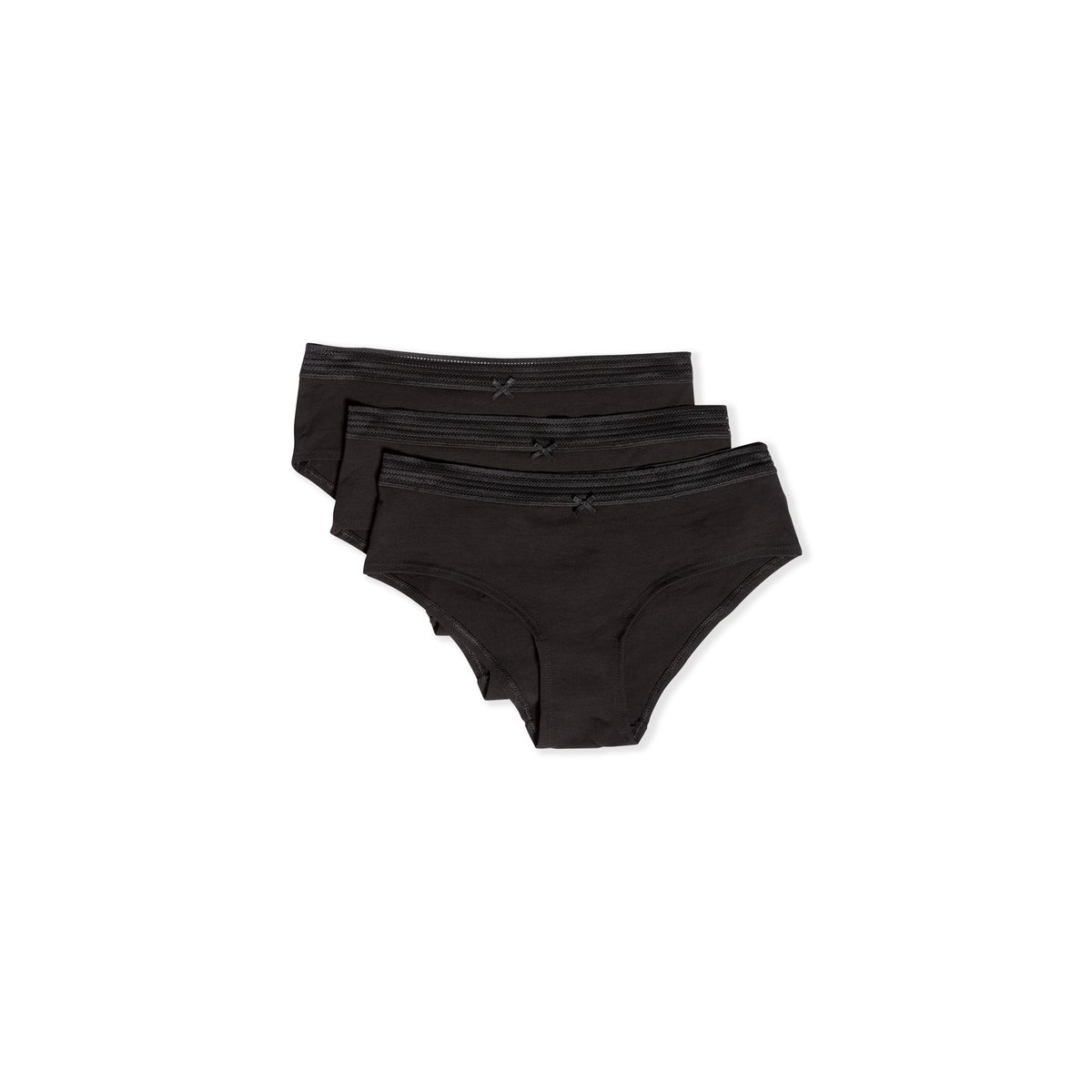 Lot de 3 shortys en coton et dentelle JACK LACE noir, ETAM
