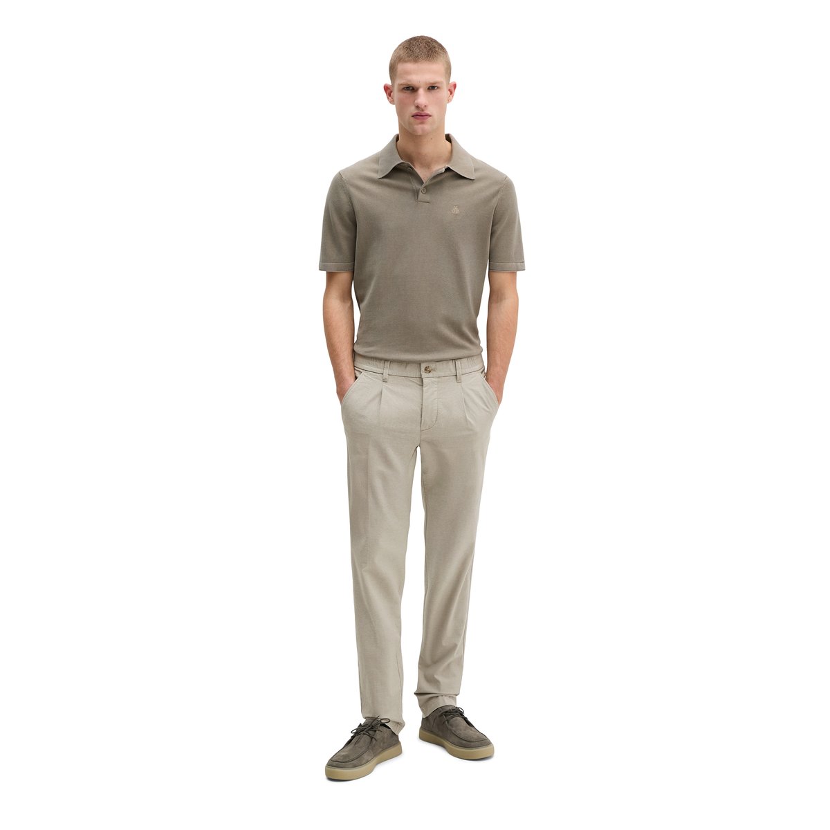 Chino modèle Stig Jogger pleats shaped avec détails de plis beige, MARC O'POLO