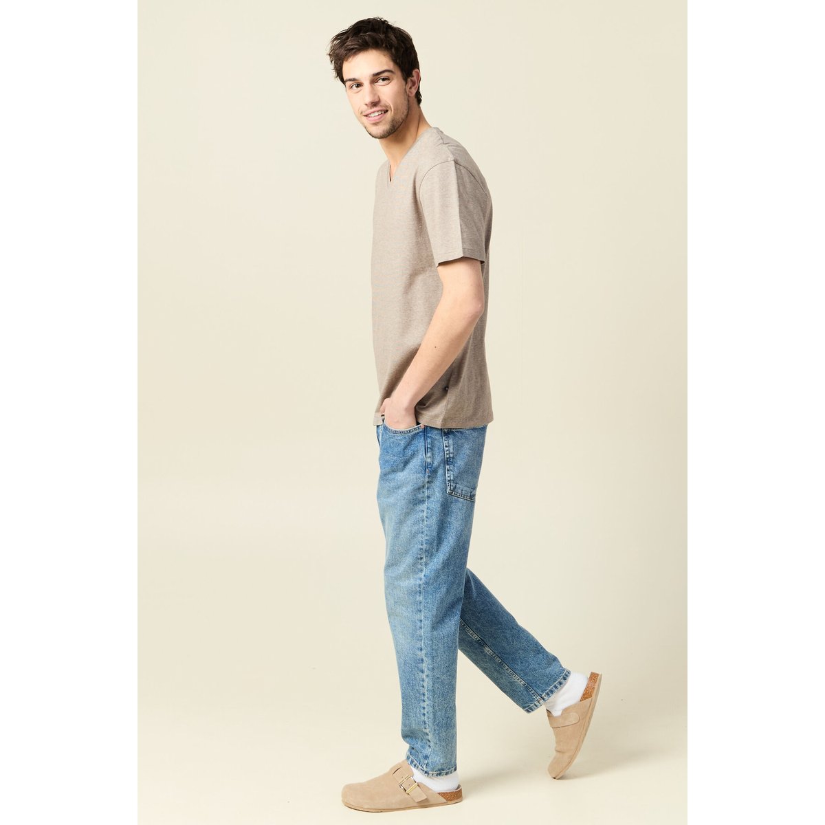 T-shirt manches courtes homme grege, BONOBO