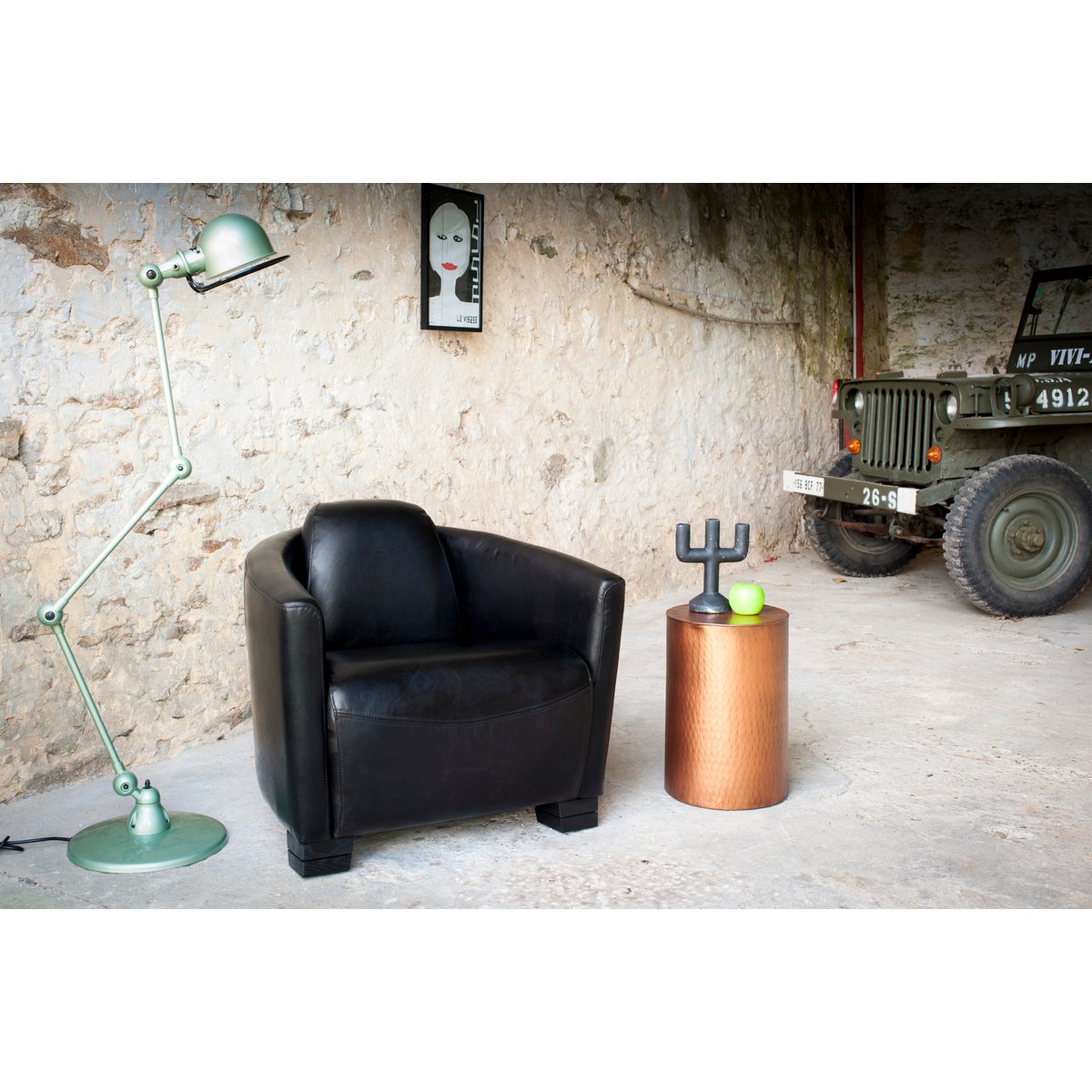 Fauteuil en cuir RED BARON noir, PRODUIT INTERIEUR BRUT