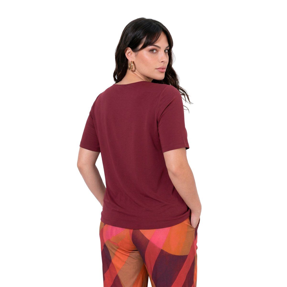 T-shirt avec strass fantaisie rouge vin, ULLA POPKEN