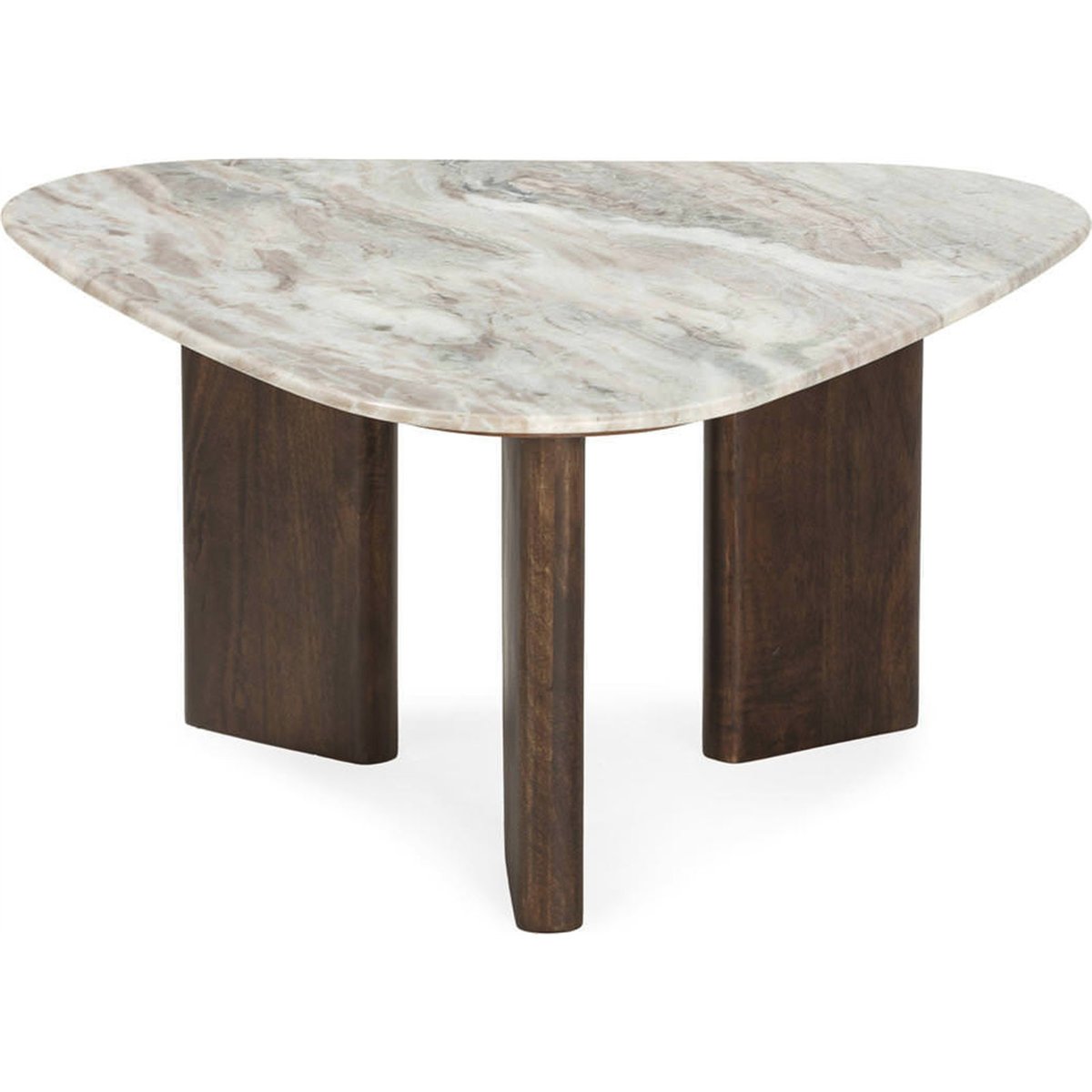 Table basse en marbre et manguier blanc et noyer, RECOLLECTION
