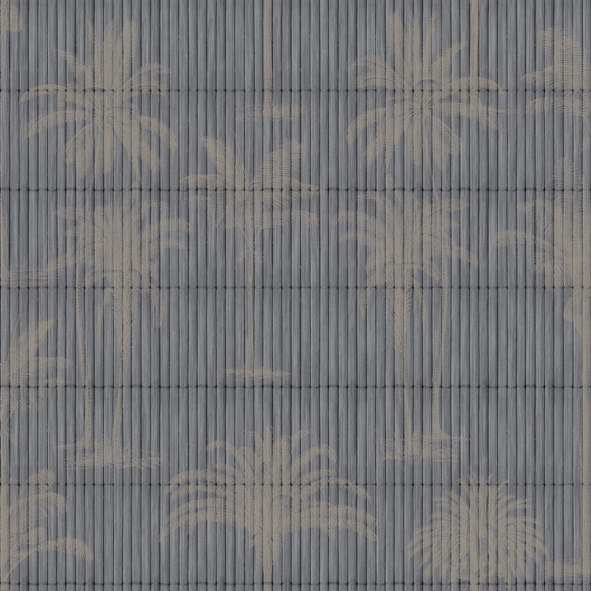 Papier peint palmiers graphiques fond bambou bleu bleu, HEXOA