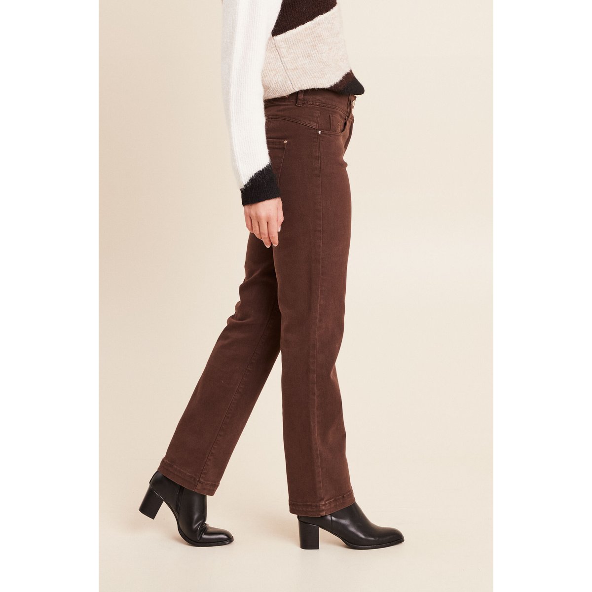Jean taille haute marron foncé, BREAL