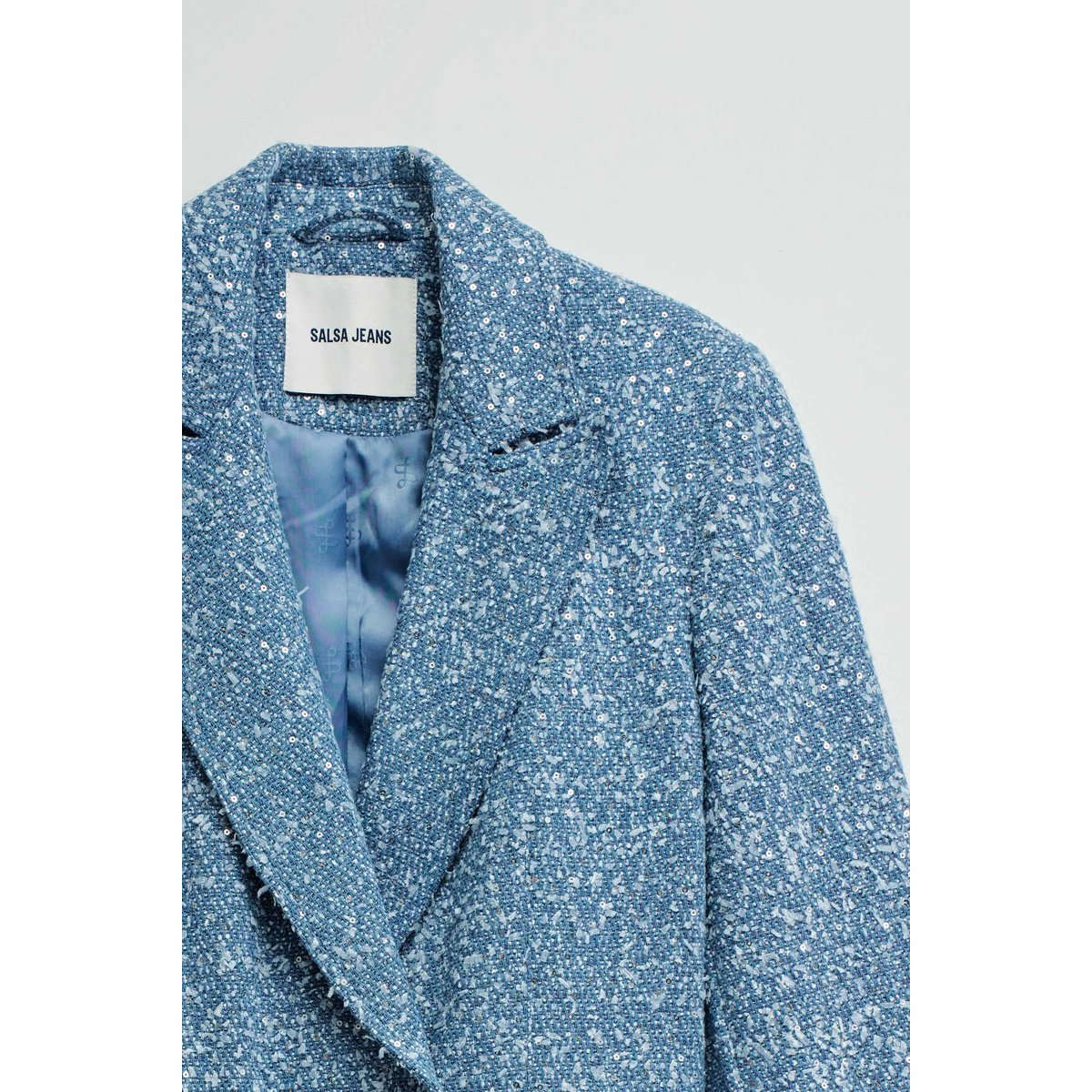 BLAZER EN DENIM AVEC JACQUARD ET PAILLETTES bleu, SALSA JEANS