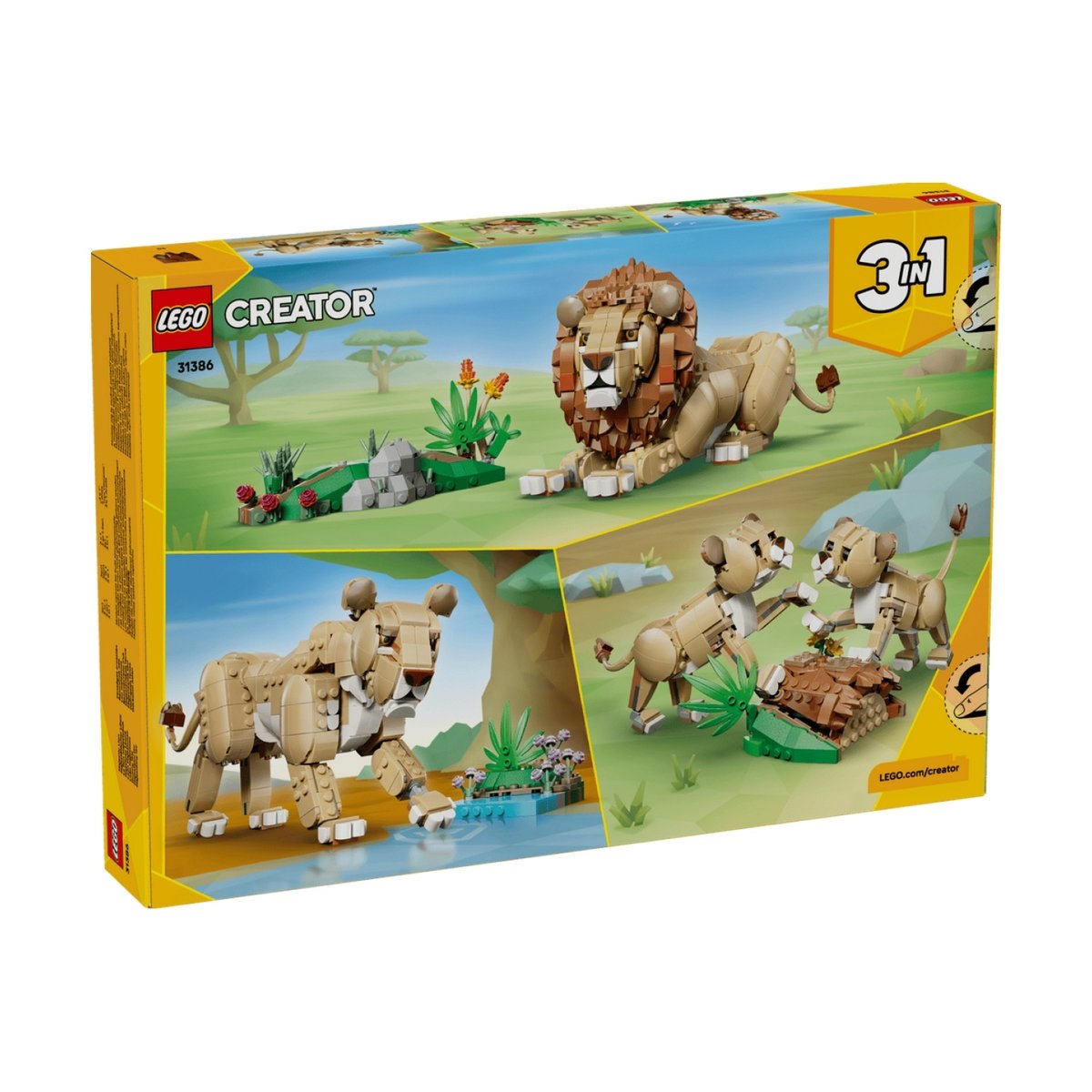 Creator 3 en 1 Animaux sauvages : le lion majestueux multicolore, LEGO