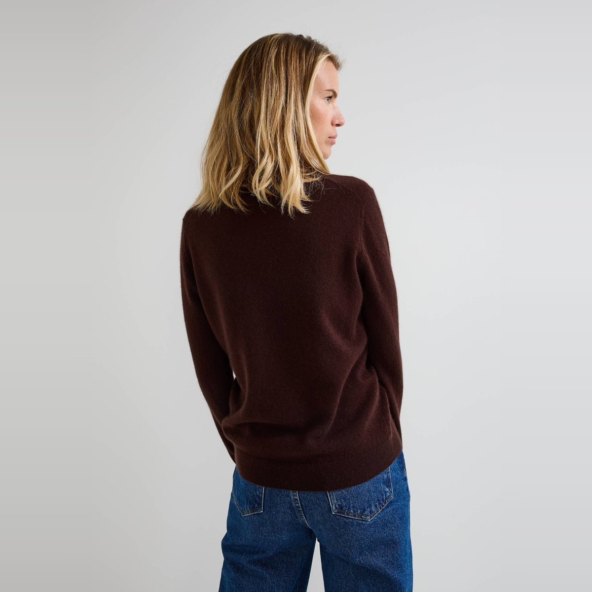 Pull uni col rond en 100% cachemire ourson, MONOPRIX