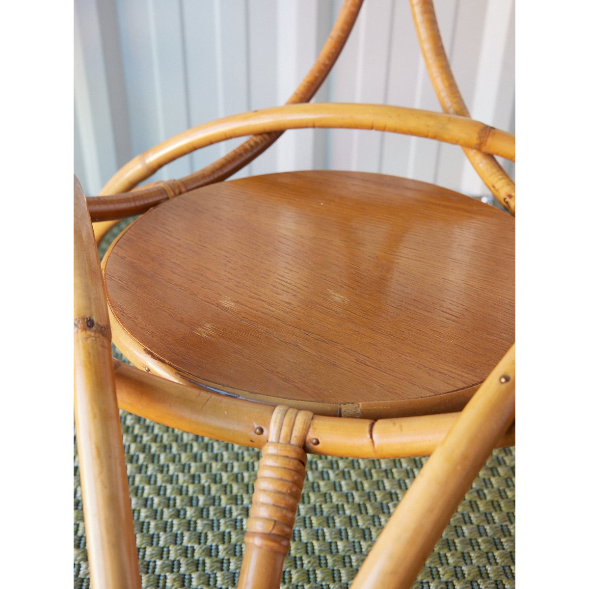 Table basse en rotin Léonie N°872 - Bon état bois clair, DEBONGOUT