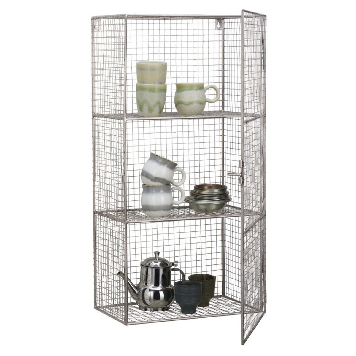 Etagère murale avec porte métal filaire argent, MADAM STOLTZ