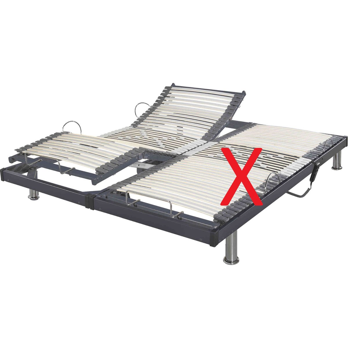 Sommier électrique relaxation extra plat gris, SOMEO