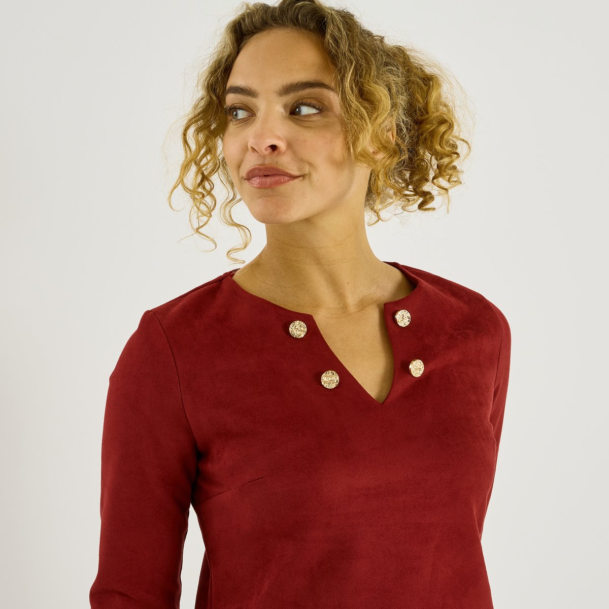 Robe courte en suédine orange bordeaux, GRAIN DE MALICE