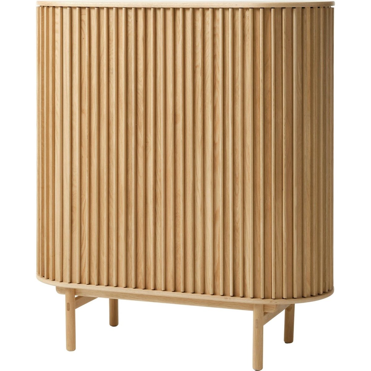 Commode haute en chêne cannelé chêne naturel, RECOLLECTION
