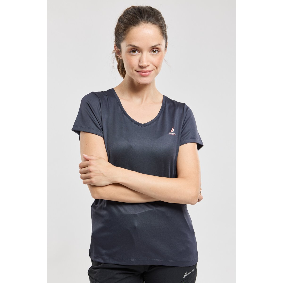 T-shirt CLERVY en polyester recyclé pour femme navy, BERMUDES