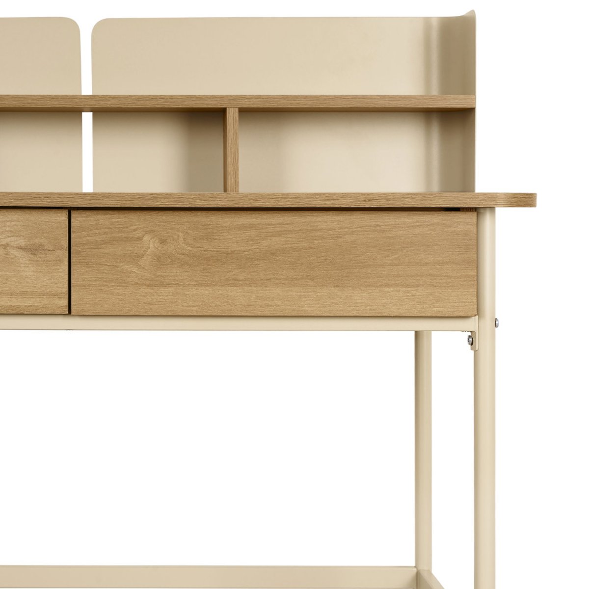Bureau 2 tiroirs en bois et métal L100cm- COPA beige, DRAWER