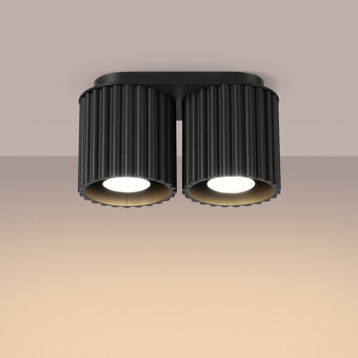 Plafonnier Aluminium Noir GU10 2 Aura noir, EDEN