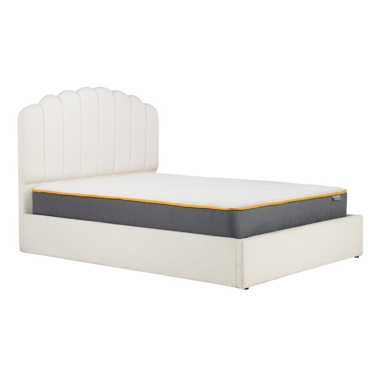 Marcelline Teddy Boucle Ottoman Bed with Scalloped Headboard ecru , SO'HOME