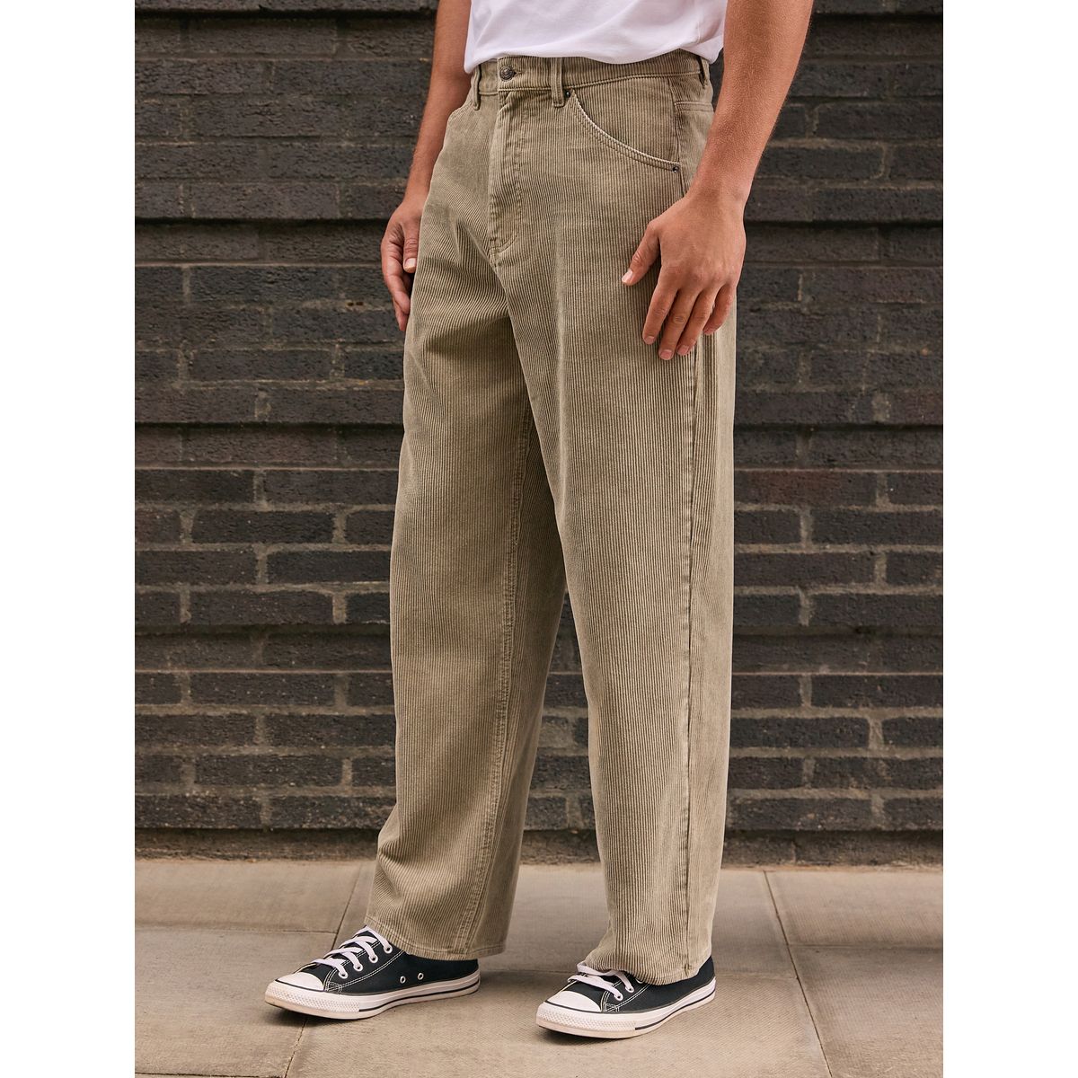 Pantalon à 5 poches en velours côtelé grège, NEXT