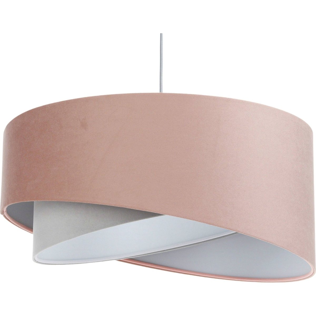 Suspension ronde en velours Jasmin bebe rose poudré et gris clair, BPS KONCEPT