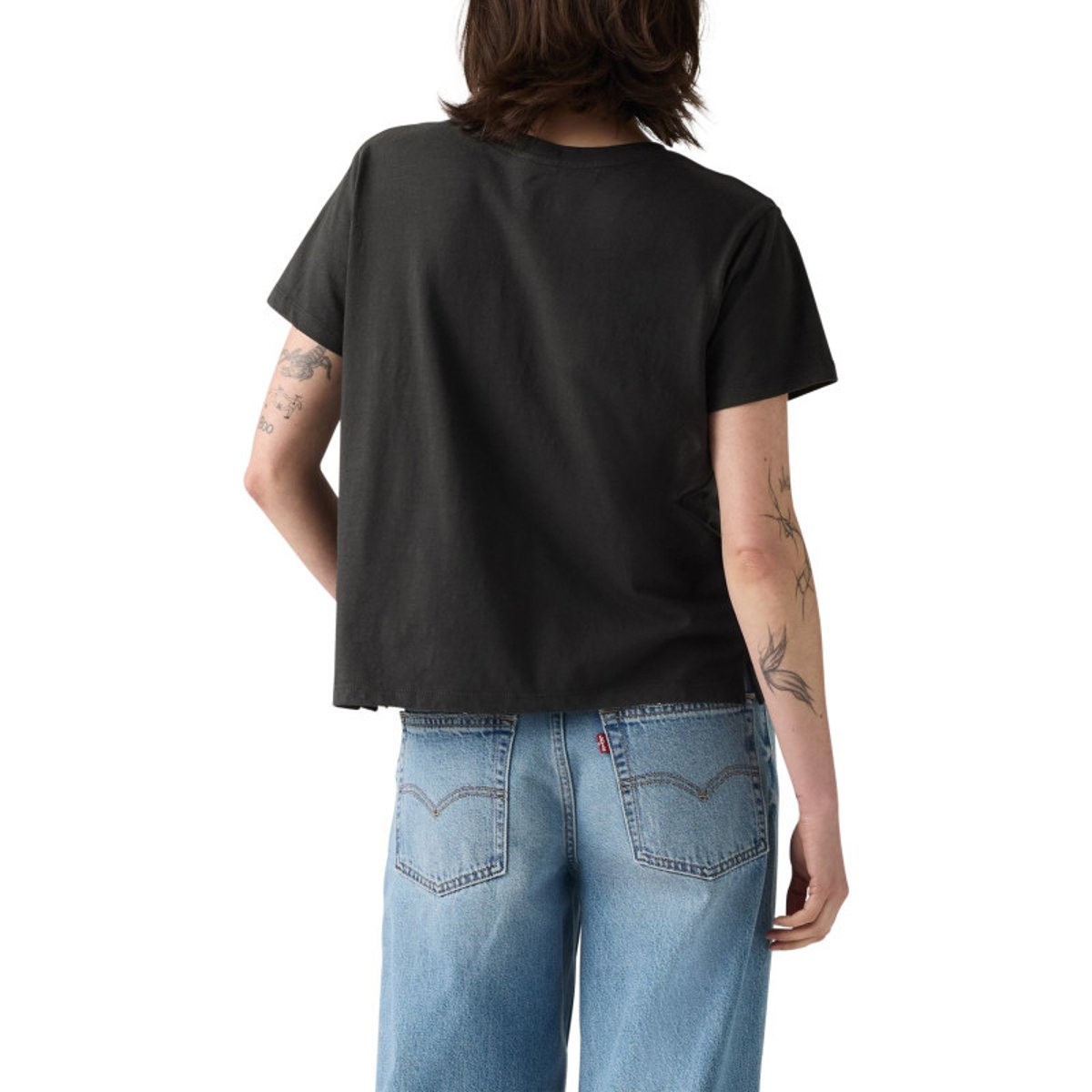 T-shirt en coton noir à imprimé fantaisie avec des manches courtes noir, LEVI'S