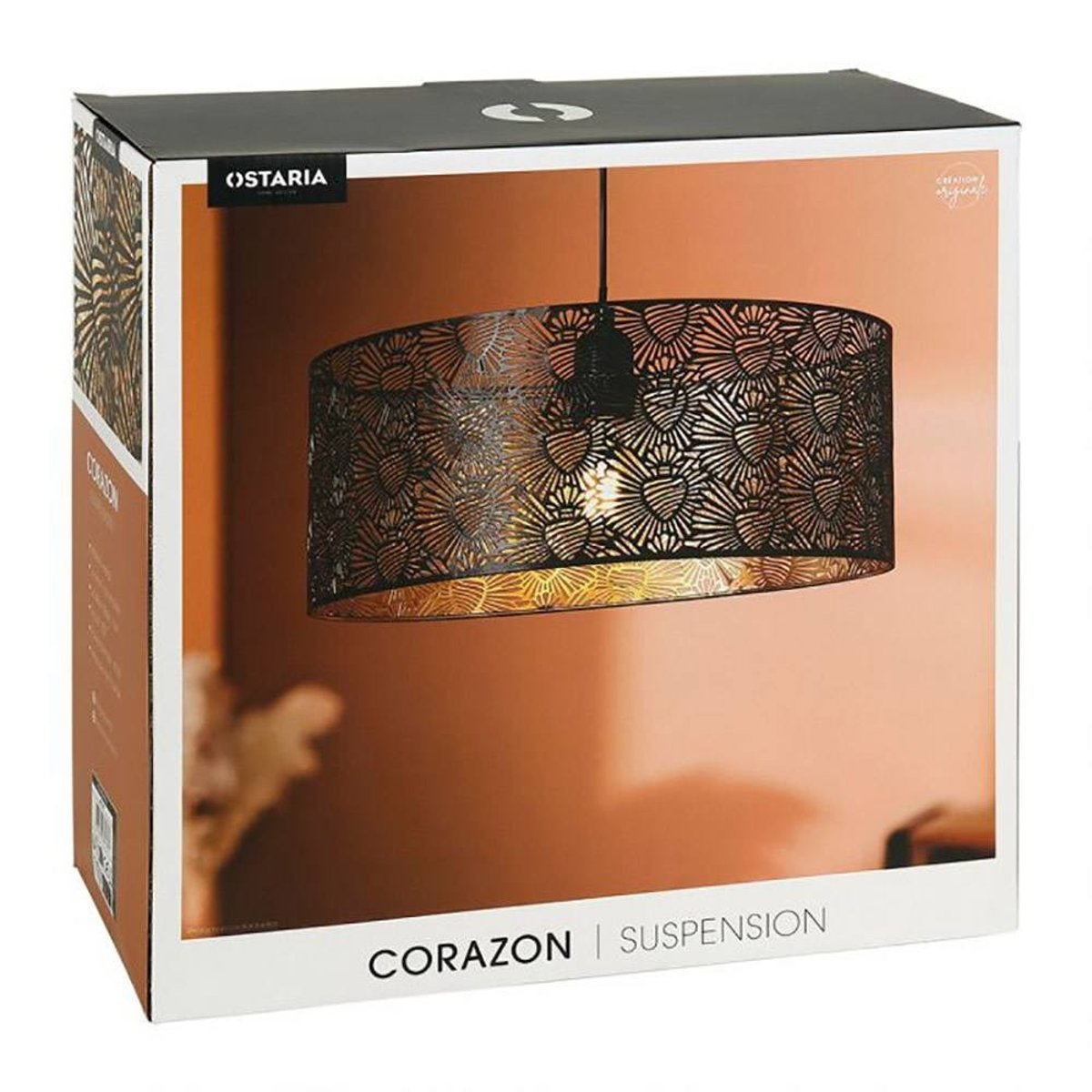 Suspension Métal Noir Doré Corazon noir, DECORATIE