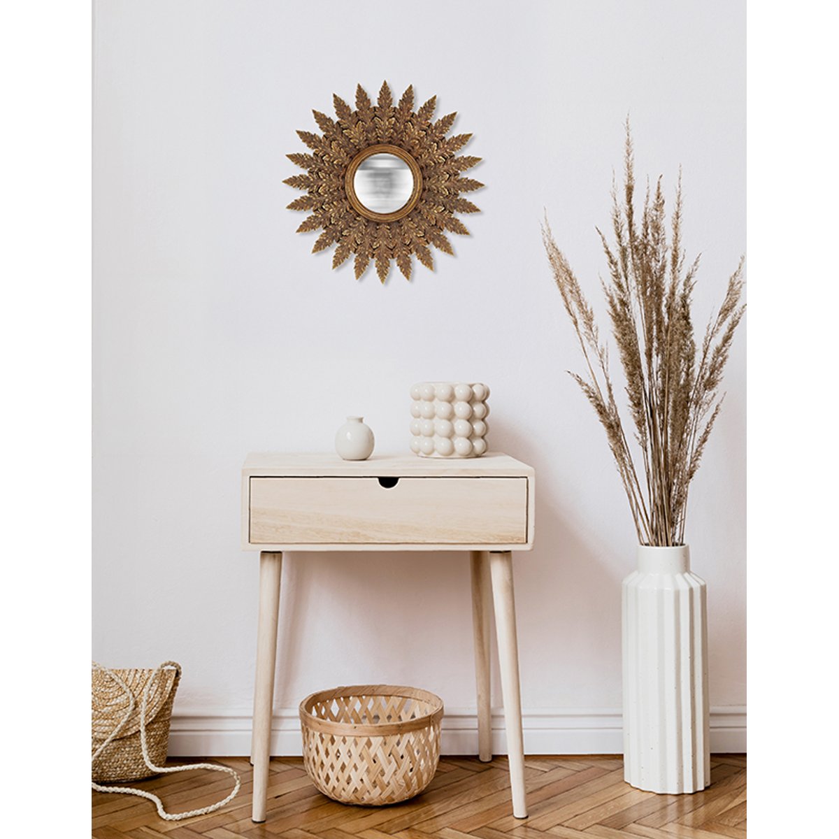 Miroir convexe plumes 40cm or, EMDE