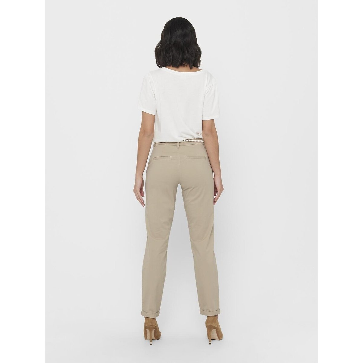 Pantalon droit beige, ONLY