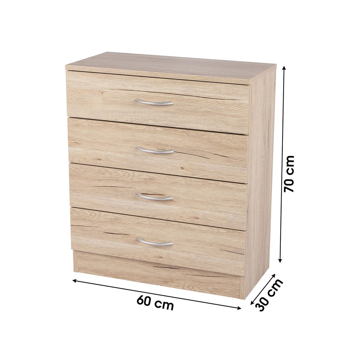 Meuble de rangement 4 tiroirs design moderne PRATIK marron, TOILINUX