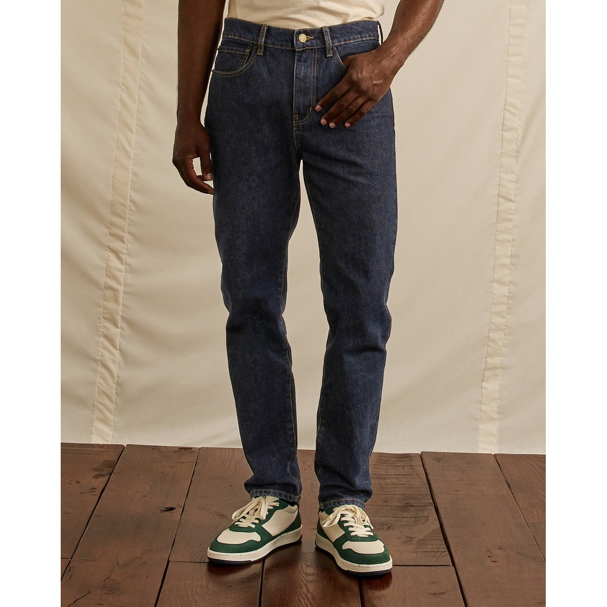 Jean coupe fuselée coton DENIM TAPERED bleu, FAGUO