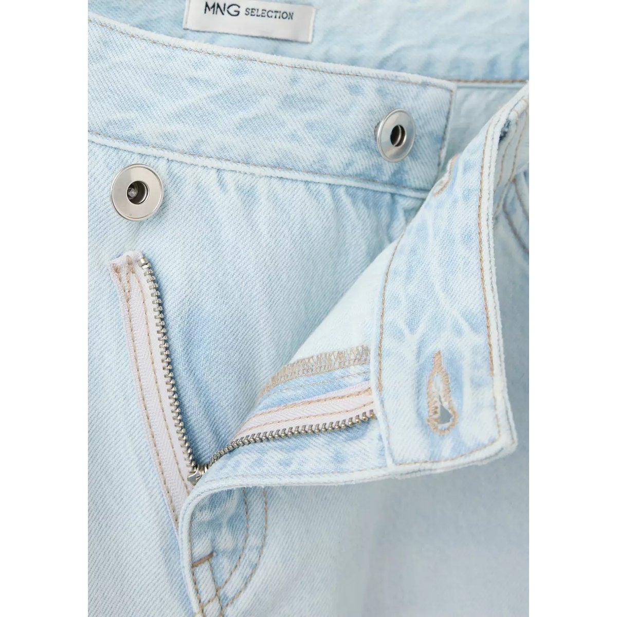 Jean droit croisé bleu délavé, MANGO TEEN