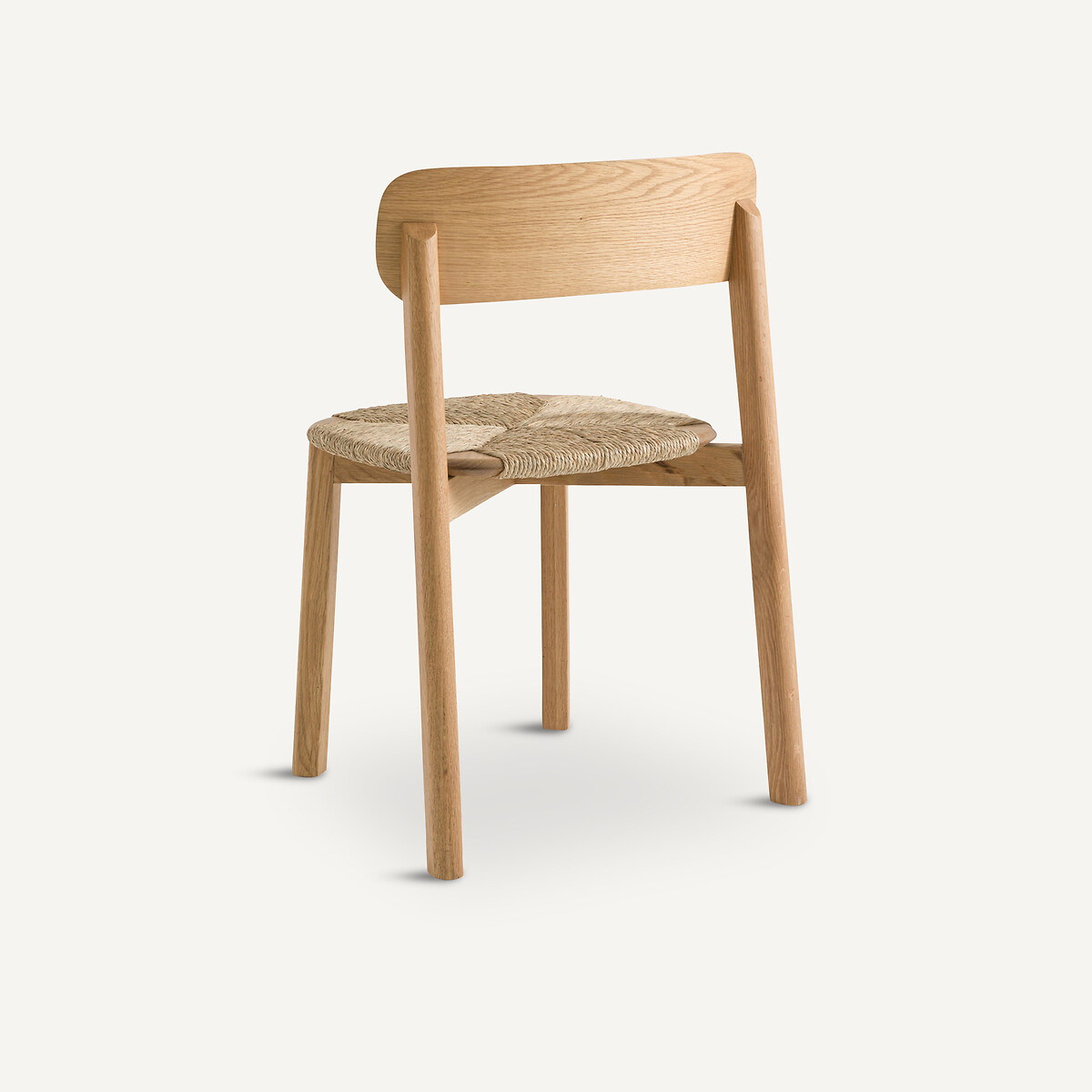 Stapelstoel, eiken, fineer en stro, Batignolles, ontwerp Emmanuel Gallina naturel eikenhout, AM.PM X EMMANUEL GALLINA
