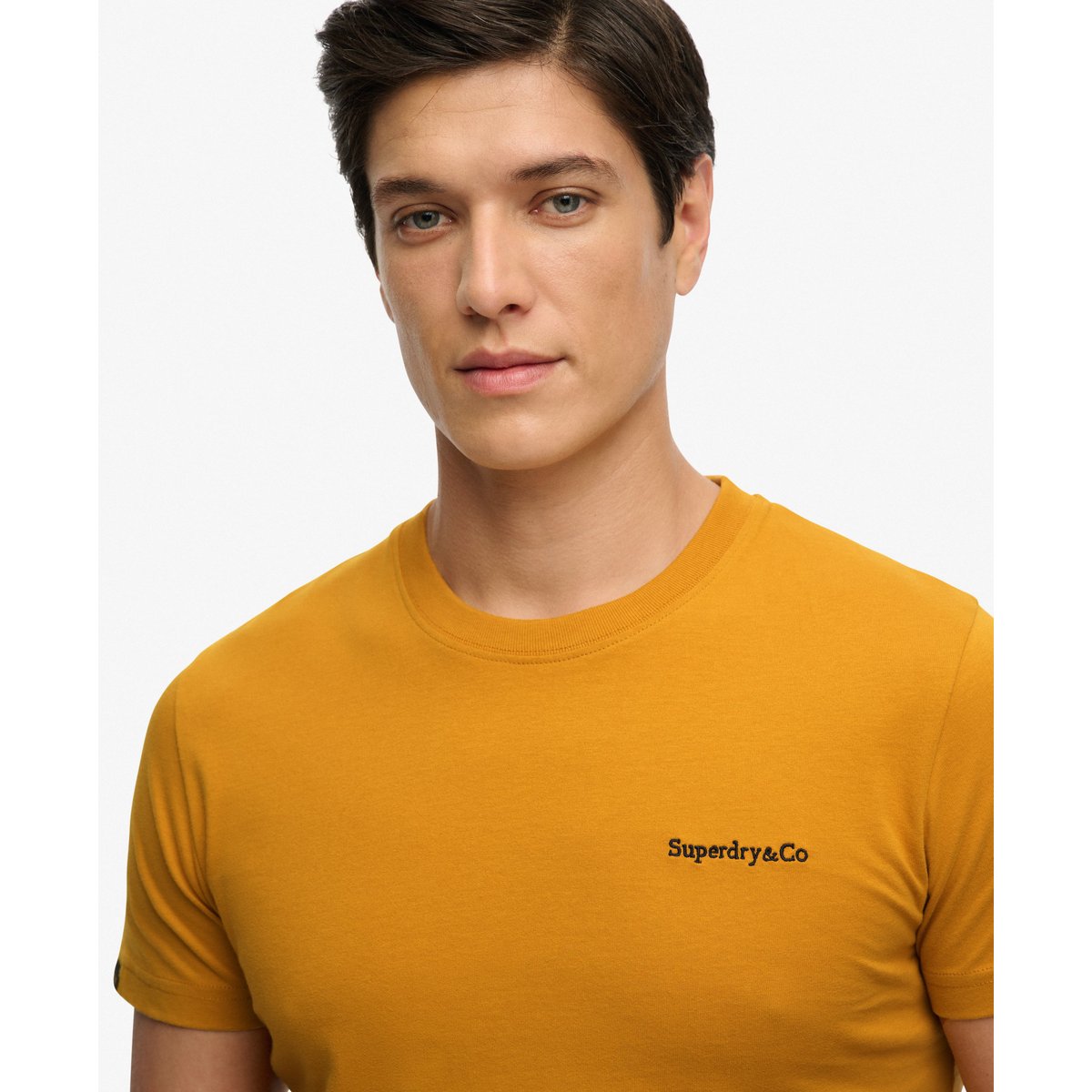 T-shirt Essential Company Logo Brodé marron ocre denim co, SUPERDRY
