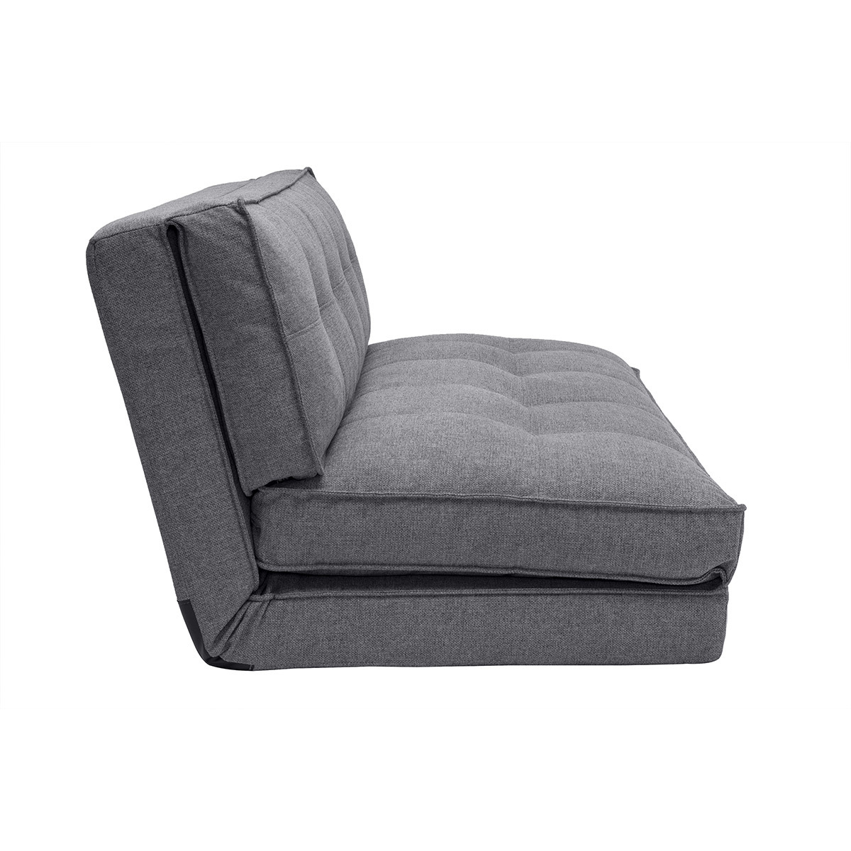Chauffeuse 2 places convertible en tissu vert de gris SALLY gris foncé, MILIBOO