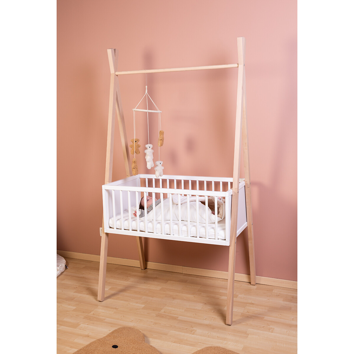 Lit bébé berceau tipi 50 x 90 cm blanc/naturel, CHILDHOME