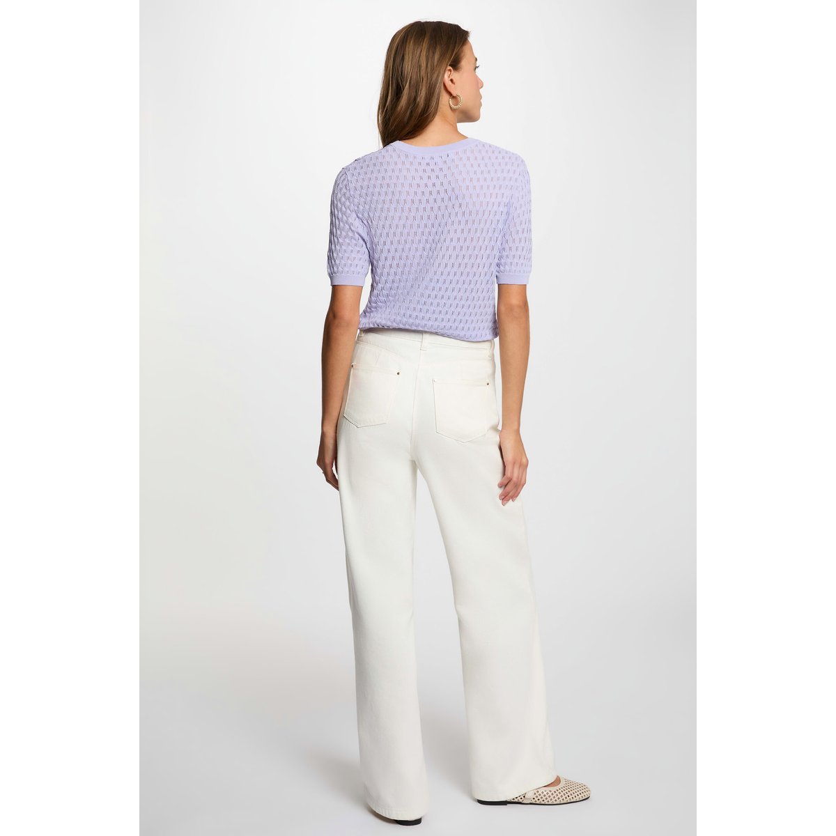 Pull fin col rond mauve, MORGAN