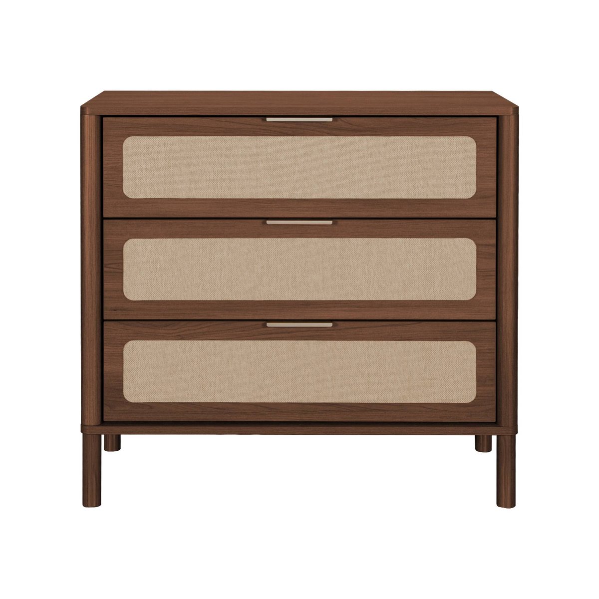 Commode vintage décor bois et cannage 3 tiroirs ETTA noyer, SWEEEK