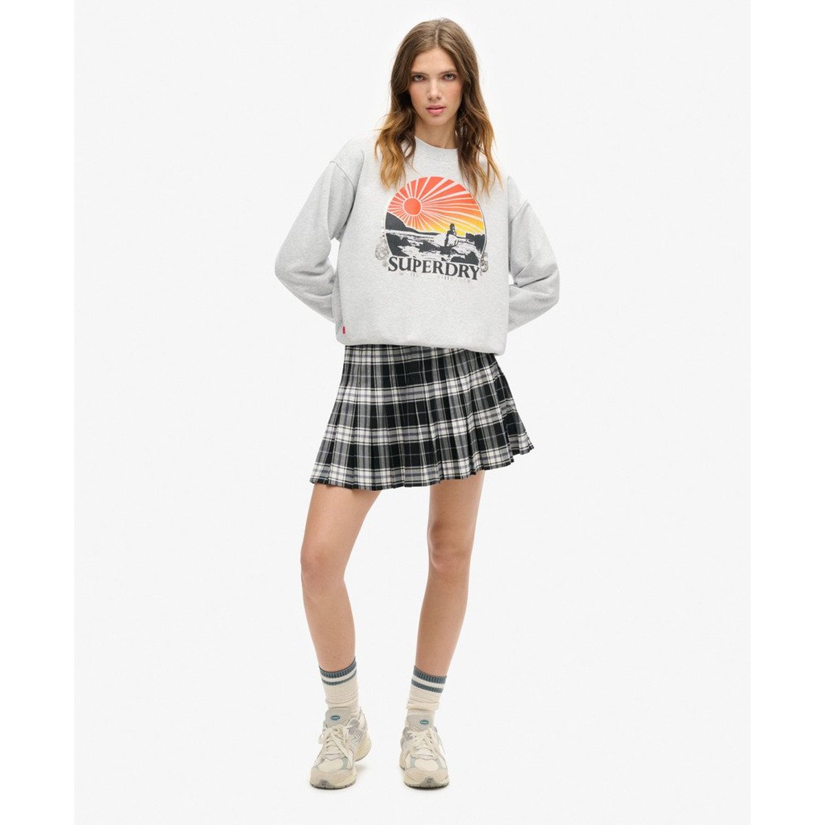 Sweat-shirt ample Travel Souvenir gris flocon chiné, SUPERDRY