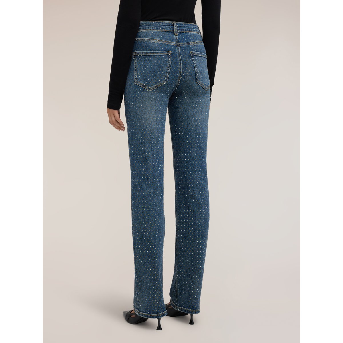 Jean coupe wide avec micro-strass all over bleu, MOTIVI