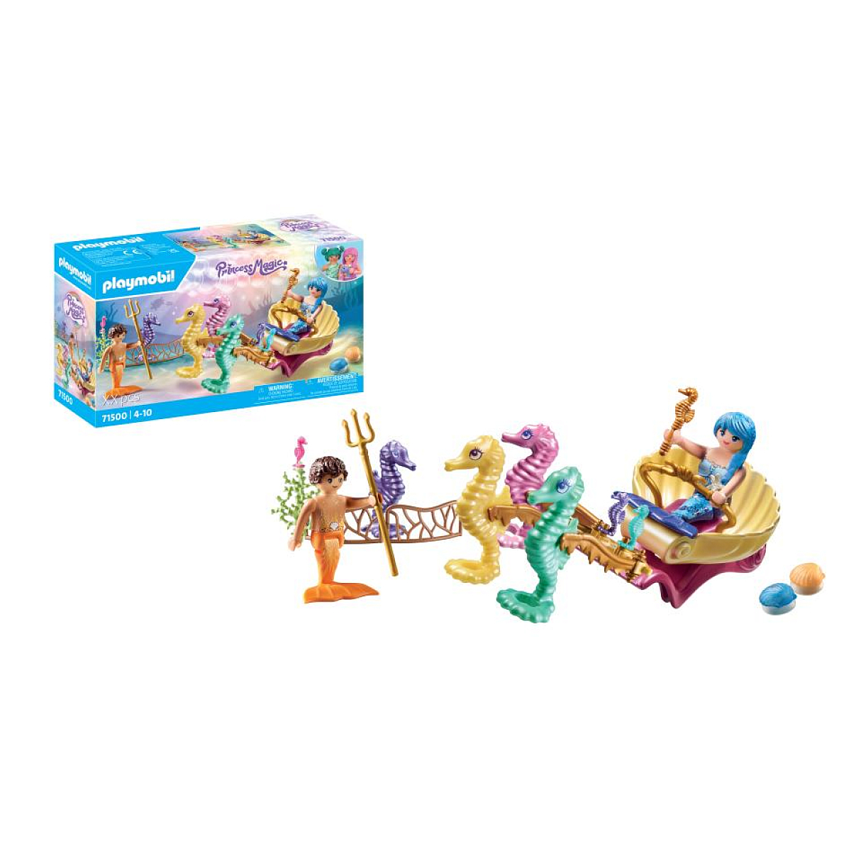 71500 - Calèche avec sirènes et hippocampes multicolore, PLAYMOBIL