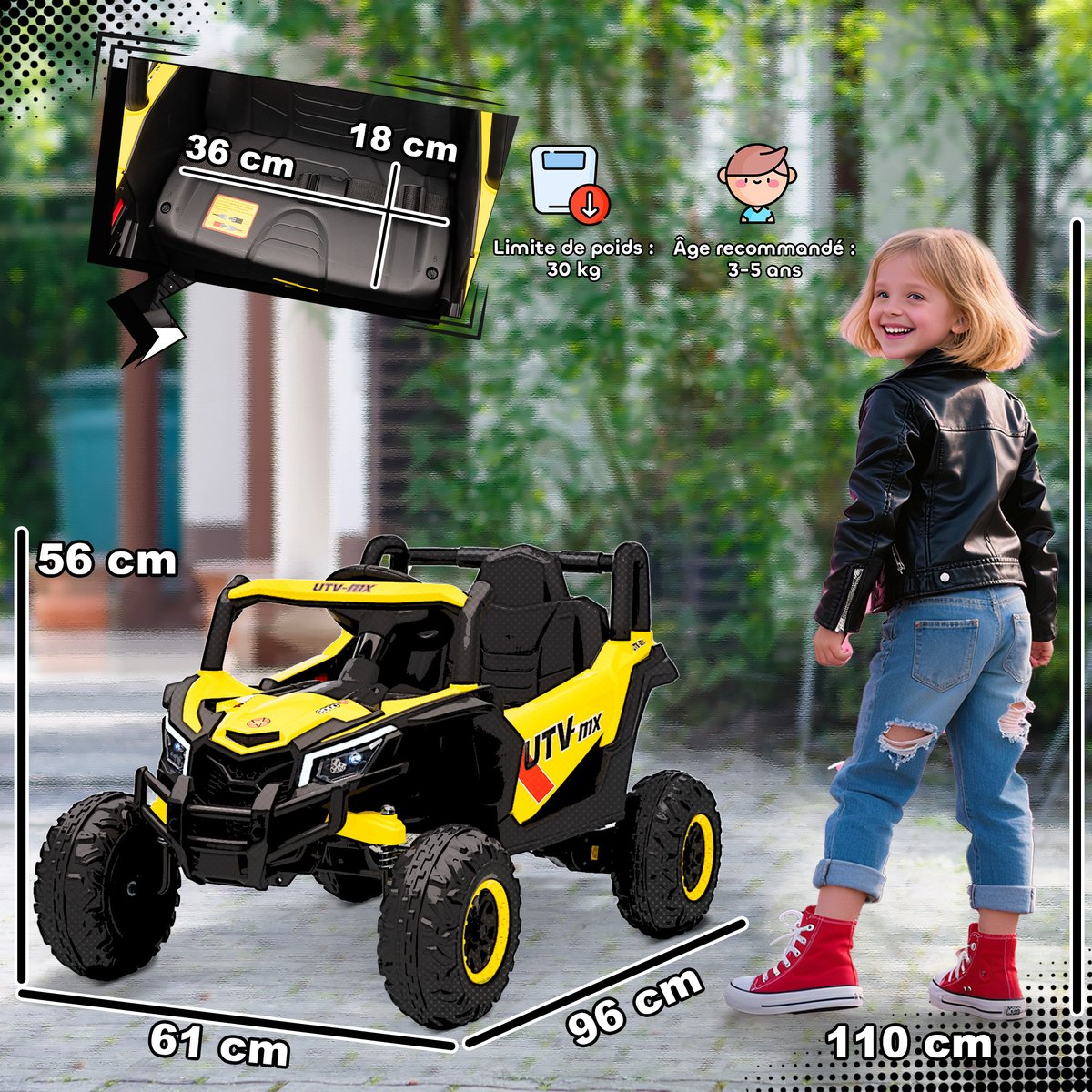 UTV électrique pour enfants PP Jaune jaune, AIYAPLAY