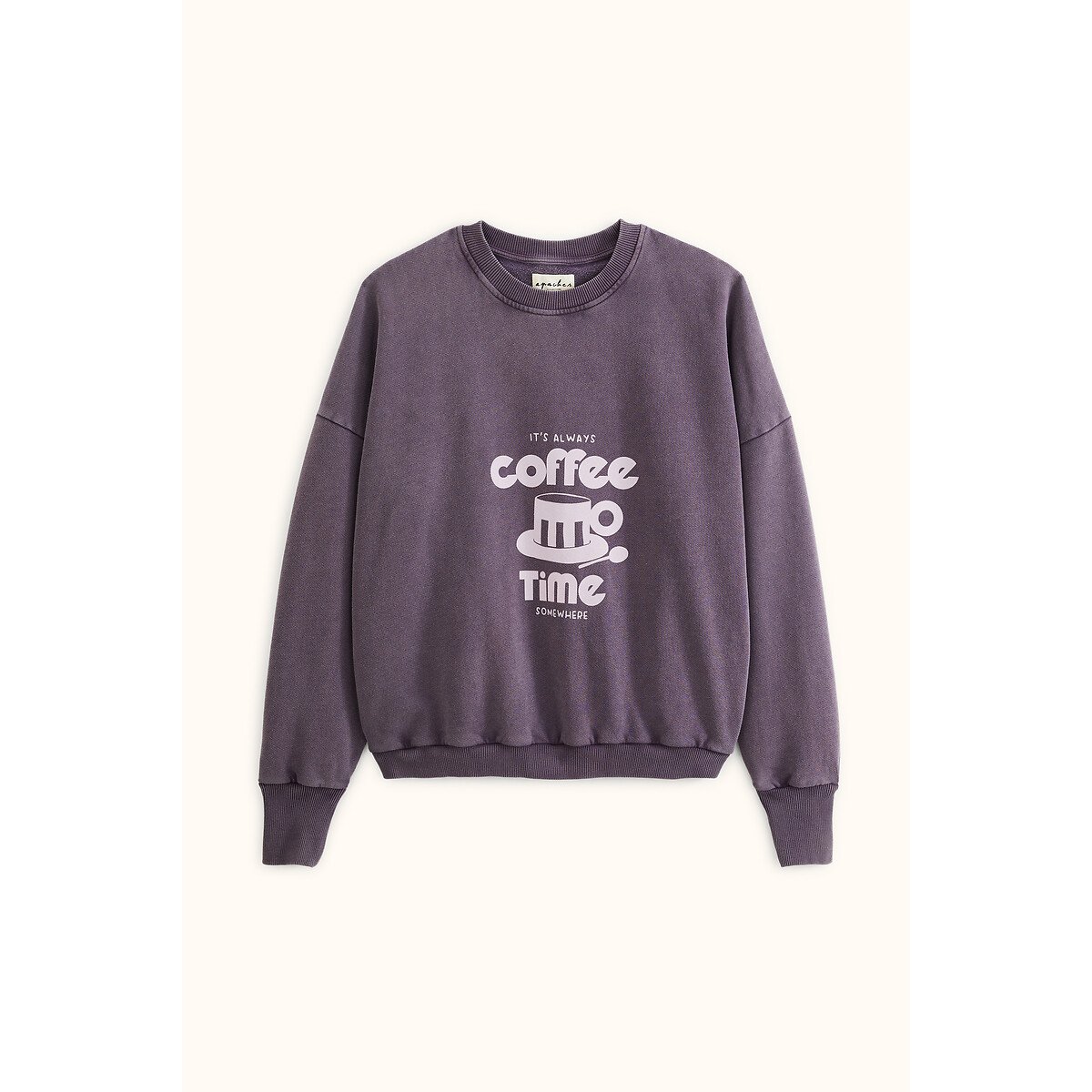 Sweat col rond à message, NIYA mauve chiné, APACHES COLLECTIONS