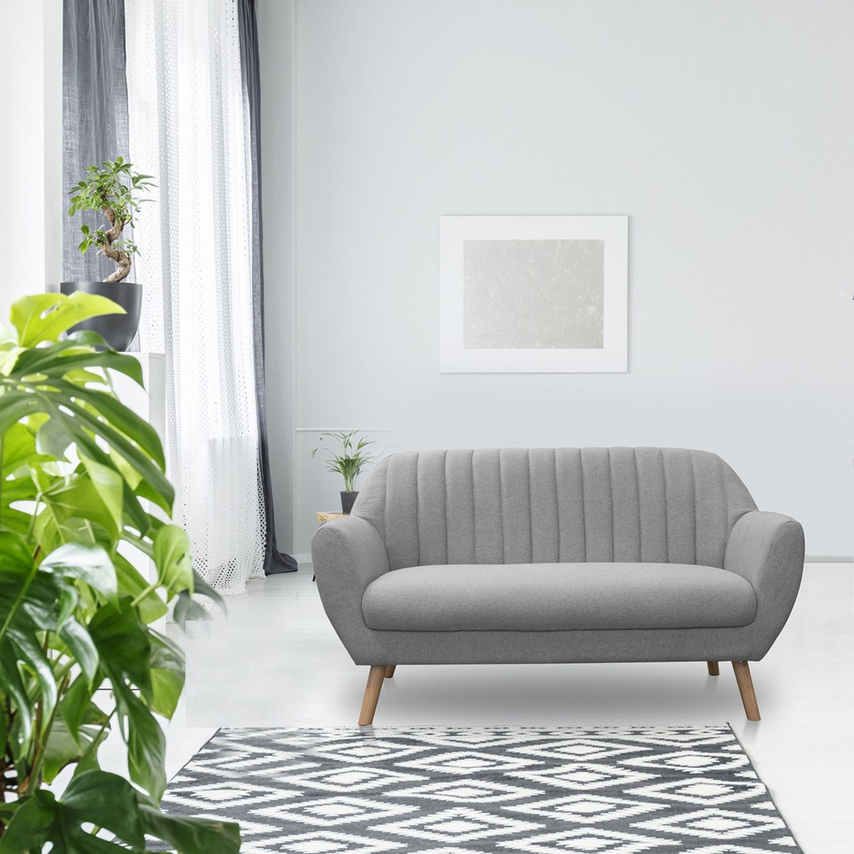 Canapé 2 places design vintage SOFIA gris, THE HOME DECO FACTORY