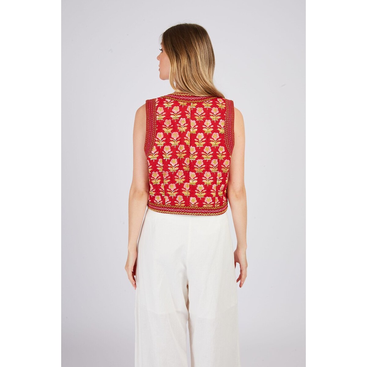 JOAKIM Print Sleeveless Jacket burgundy, DERHY