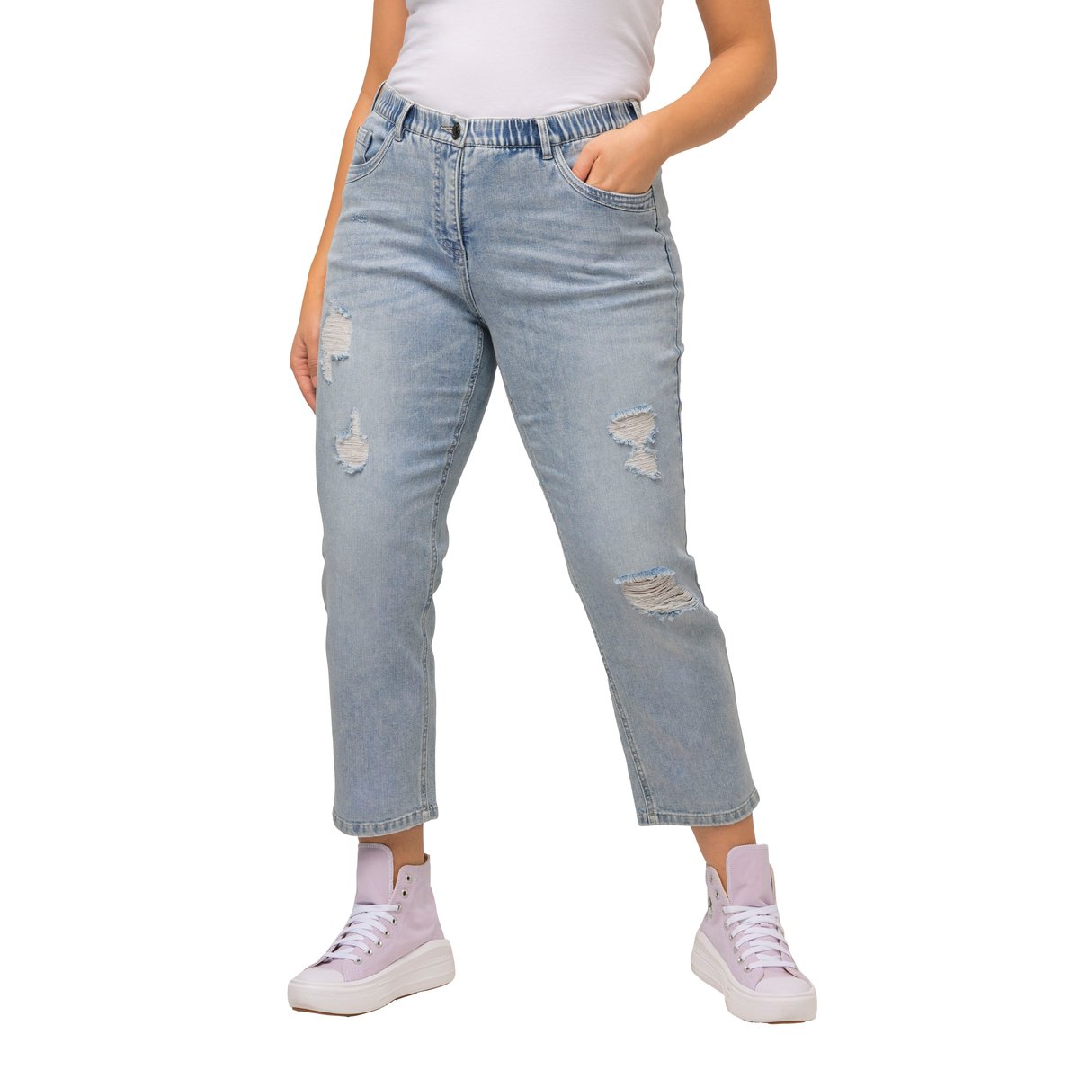 Jean boyfriend 7/8, dégradé de couleur bleu clair, ULLA POPKEN